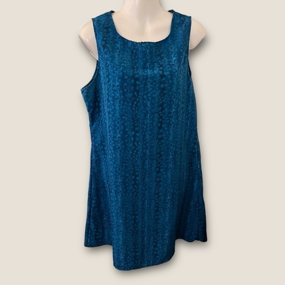 Vintage 90s Mod Revival L.A.N.Y. Sleeveless Mini Shift Dress Blue Combo L